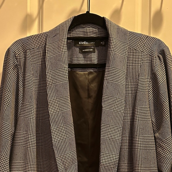 Studio Jackets & Blazers - Studio Black and White Plaid Blazer